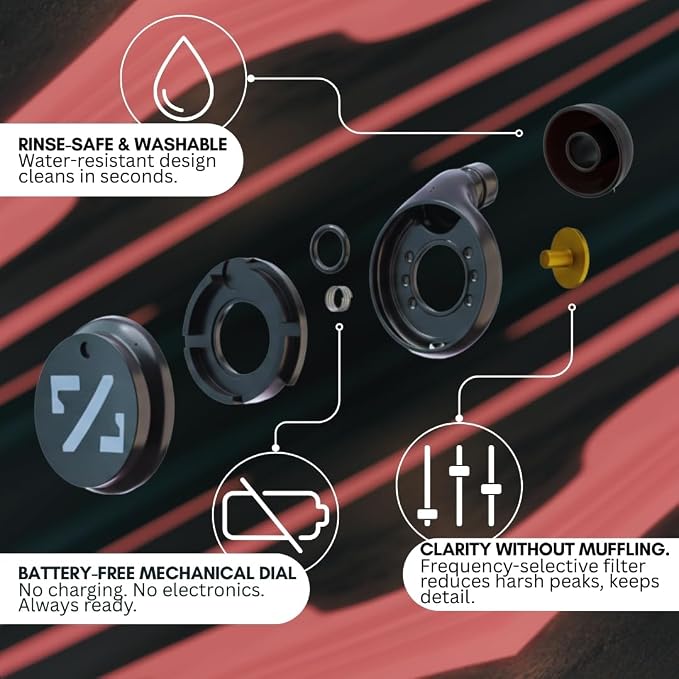 BLOCKNOISE Adjustable High-Fidelity Ear Plugs for Concerts, Focus & Travel - 3 Noise Relief Modes (18-27 dB) - Reusable Silicone Earplugs with Volume Dial & Neck Cord (4 Custom Fit Sizes)