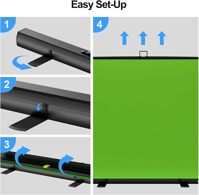 EMART Upgrade Green Screen, 58x74in Collapsible Chroma Key Panel for Background Removal, Portable & Retractable Wrinkle-Resistant Backdrop with Stand for Streaming, Photographic Studio, TikTok