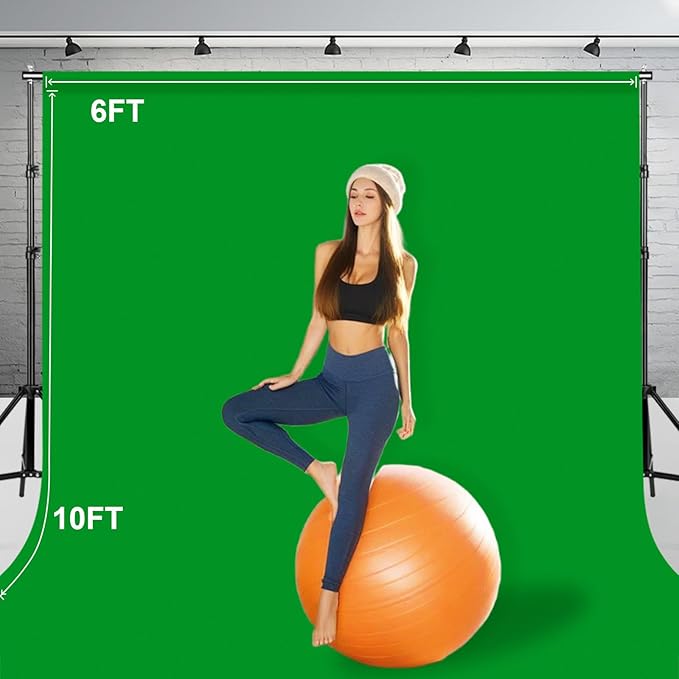 BEIYANG 6 Ft x 10 Ft Photography Backdrop Green Screen, Green Background Non-Reflective Fabric Wrinkle Resistance,Greenscreen Photo Background for Photo Video Chromakey Studio Shooting