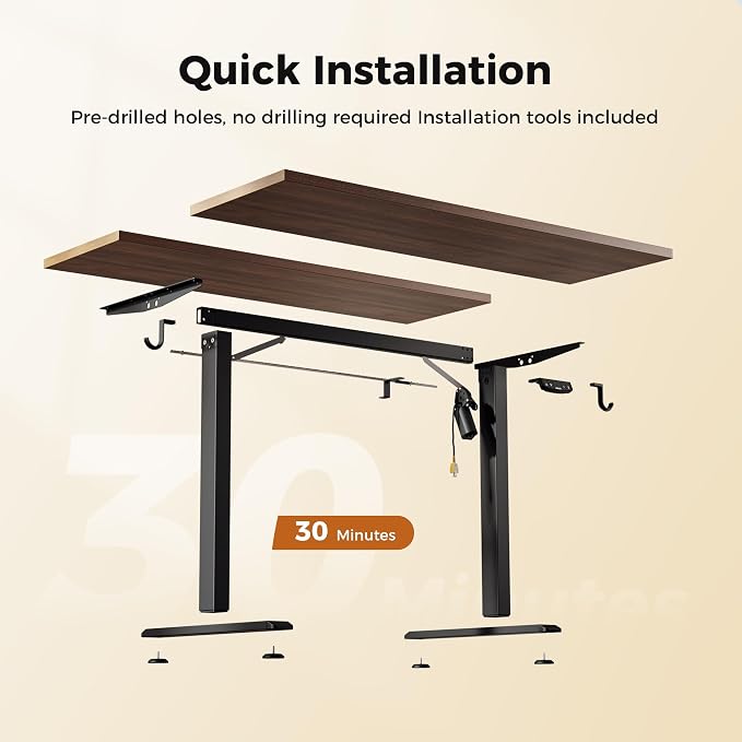 Agilestic Electric Standing Desk, 48 x 24 Inches Height Adjustable Desk, Sit Stand up Desk for Work Office Home, Splice Board, Dark Walnut