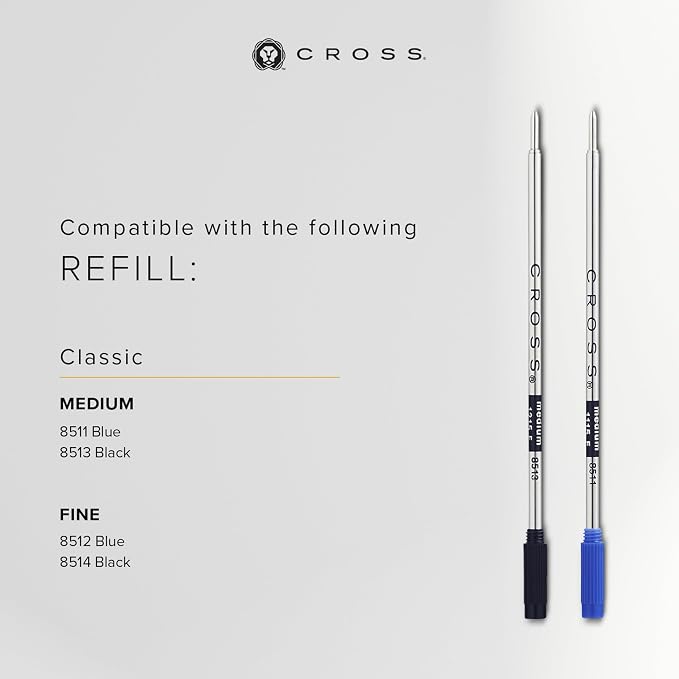Cross Classic Century Refillable Ballpoint Pen Presented in a Luxury Gift Box - Medium Point, Black Ink, Brushed Black