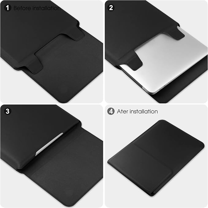 HoYiXi 15 16 Inch Laptop Sleeve Case Leather Bag for MacBook Pro 16 2021 & 2019/ASUS Vivobook 15/Huawei MateBook D15/HP 15.6" PC/MacBook Pro 15/Surface Laptop 3/Dell Inspiron 15/IdeaPad, Black