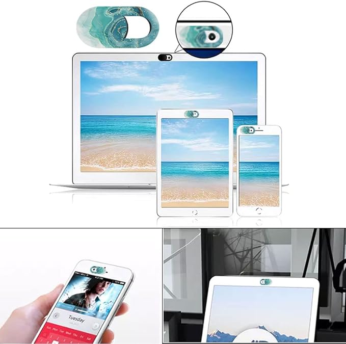 Marble Laptop Camera Cover Slide Cute 8 Pack, Webcam Cover Slide Phone Camera Cover, FadyRaye Ultra-Thin Computer Camera Cover Slide Blocker Fits Cell Phone Laptop, Desktop PC, Tablet