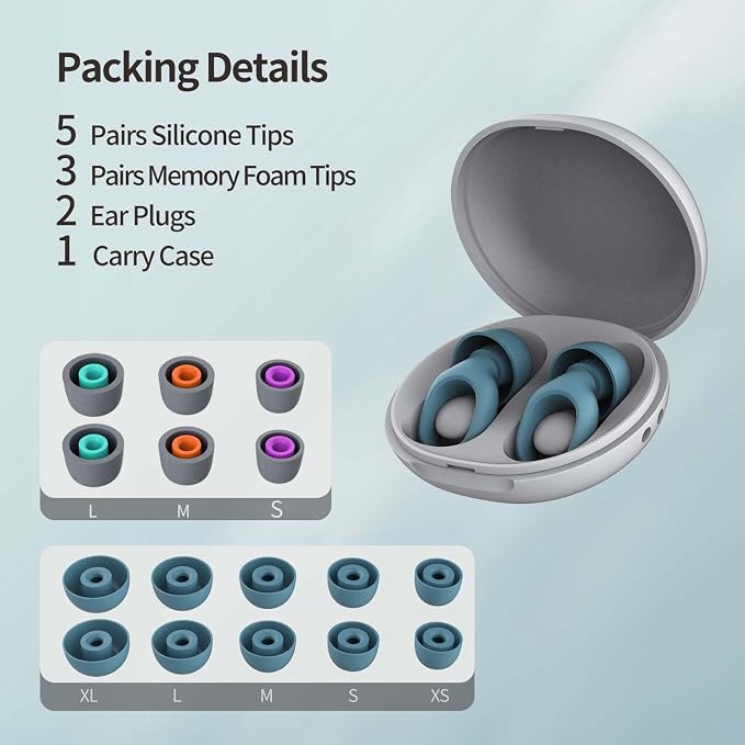 Ear Plugs for Sleeping, 25-29dB Soft Silicone Ear Plugs for Side Sleepers | Moldable Sleeper Friendly Design, Reusable Comfortable Earplugs for Snoring, Travel, Study, Focus, Airplane, Festivals