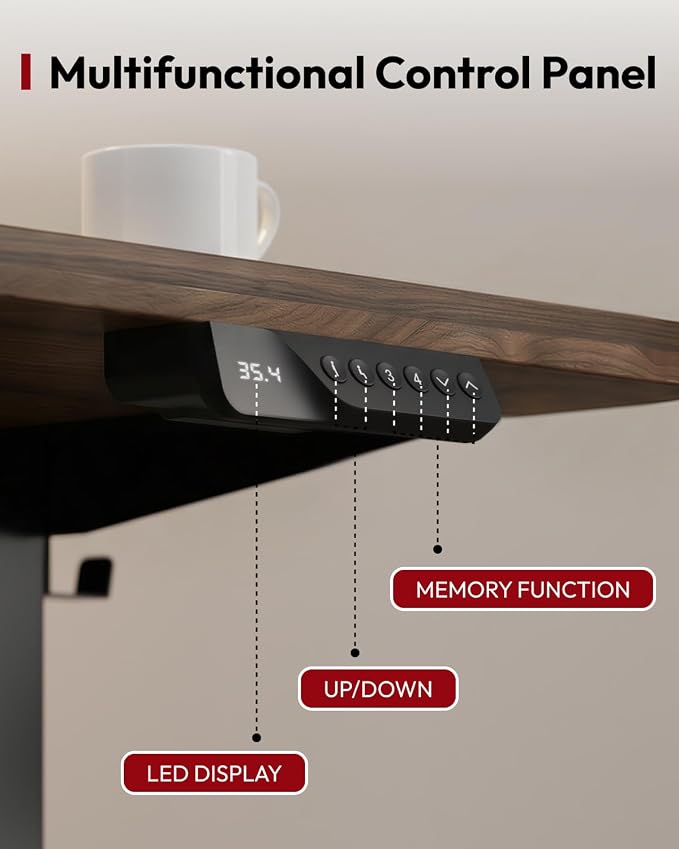 SANODESK Dual Motor Electric Standing Desk 63 x 28 Inches, Height Adjustable Sit Stand Desk with Large Splice Board for Home Office, Computer Workstation, Study & Gaming, Black Frame/Black Walnut Top