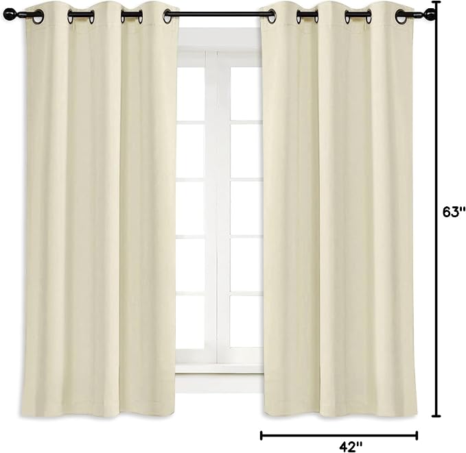 NICETOWN Room Darkening Blind Shade for Kids Bedroom Triple Weave Home Decoration Light Blocking Solid Ring Top Curtain/Drape for Small Window (Beige, Single Panel, 42 x 63 inch)
