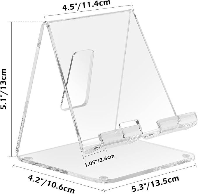 Kamehame Acrylic Desk Tablet Stand - Clear iPad & Galaxy Tab Stand (4-13 inches)