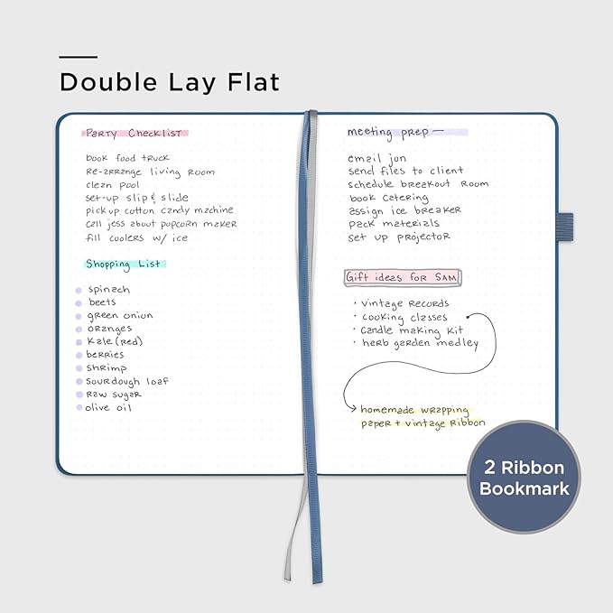 &And Per Se Dotted Journal Notebook – A5 Hardcover, 160 Pages 100gsm Paper, Dot Grid Notebook for Planning & Creative Journaling, 3 Sticker Sheets Included (Dark Blue)