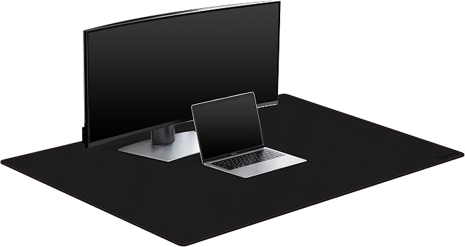 ZORESYN Leather Desk pad (47.24" x 31.50") - pu Leather Desk mat with Suede Base - Large Gaming Mouse pad Waterproof Table Mat Desktop Writing Pad Mouse Mat (Black)