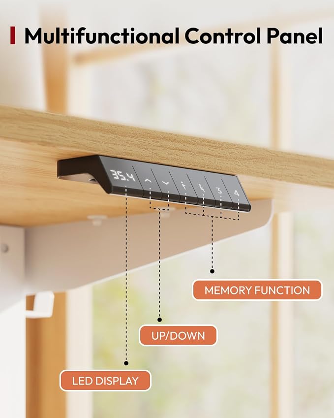 SANODESK Height Adjustable Electric Standing Desk 48x24 Inches, Sit Stand Desk with Splice Board for Home Office, Ergonomic Computer Workstation, Study & Gaming, White Frame/Maple Top