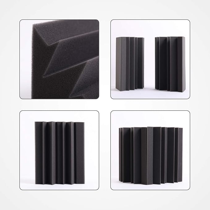 8 Pack - Bass Traps Acoustic Foam Corner, 8''x8''x12'' Black Bass Traps Corner Studio Foam, High Density and Fire-Proof Acoustic Panels Recording Studio Acoustical Treatments