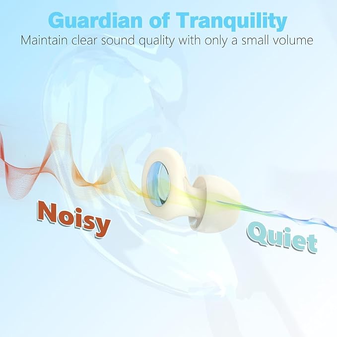Ear Plugs for Sleeping Noise Cancelling, Reusable Silicone Earplugs for Sleeping, Noise Reduction, Deep Focus, Travel, High Fidelity Flexible Fit Hearing Protection, 30dB Noise Reduction