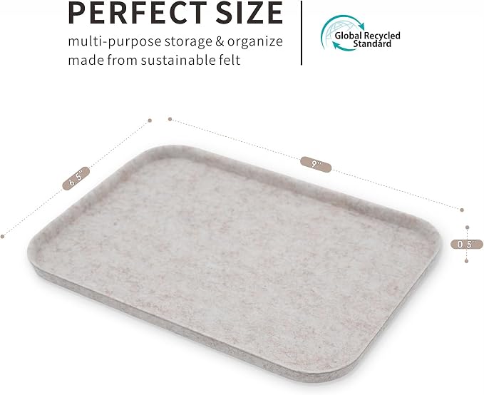 Felt tray Lid for Storage Bins Drawer Organizer bin cap of box catchall entryway holder sleek minimalist lifestyle (Oatmeal Lid, S)