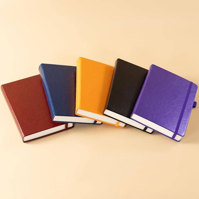 FOCUS DAY Hardcover Leather Notebooks College Ruled, 320 Pages Notebook Journals for Writing Note Taking Women & Men, A5 (5.7'' X 8.4'') Daily Notebook Journal, Orange