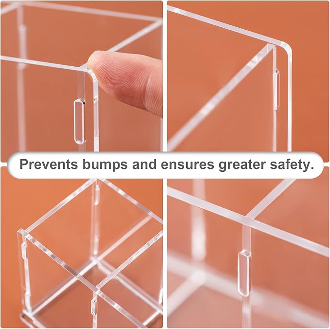 Clear Acrylic Desk Organizer, Premium pencil holder for desk 3 Slot Desktop Pen Holder Caddy for Makeup Organizer for Office, Bedroom, Bathroom & Kitchen (1, CLEAR)