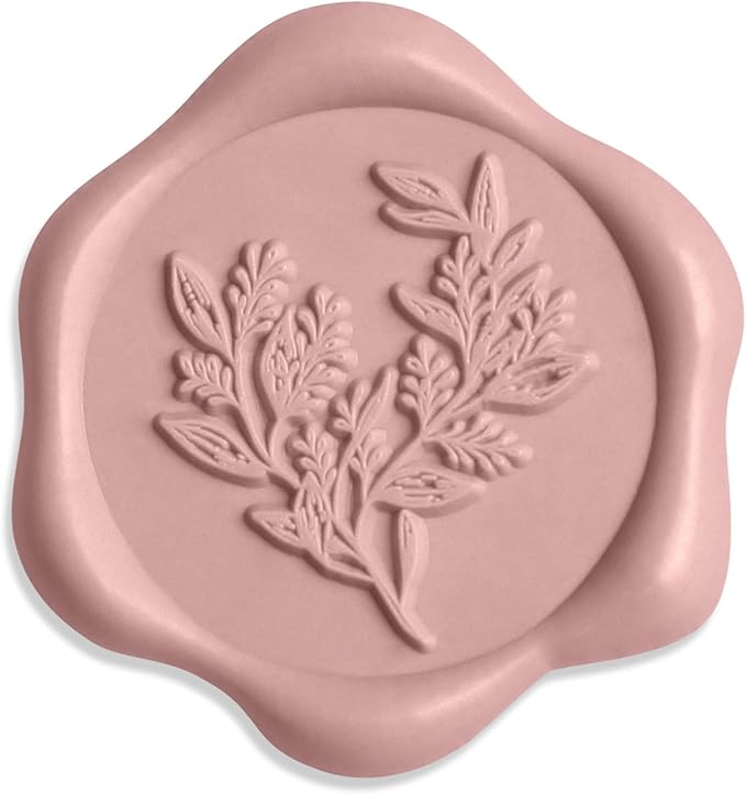 UNIQOOO Wax Seal Stickers - Eucalyptus Wedding Invitation Envelope Seal Stickers, 50 Pcs Self Adhesive Dusty Rose Pink Stickers, Perfect for Invitation, Envelopes, Gift Wrapping, Christmas
