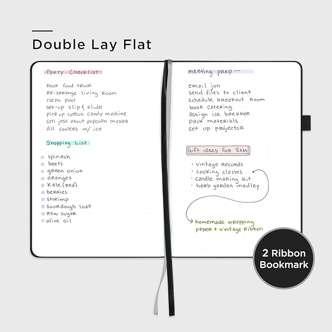 &And Per Se Dotted Journal Notebook – A5 Hardcover, 160 Pages 100gsm Paper, Dot Grid Notebook for Planning & Creative Journaling, 3 Sticker Sheets Included (Black)