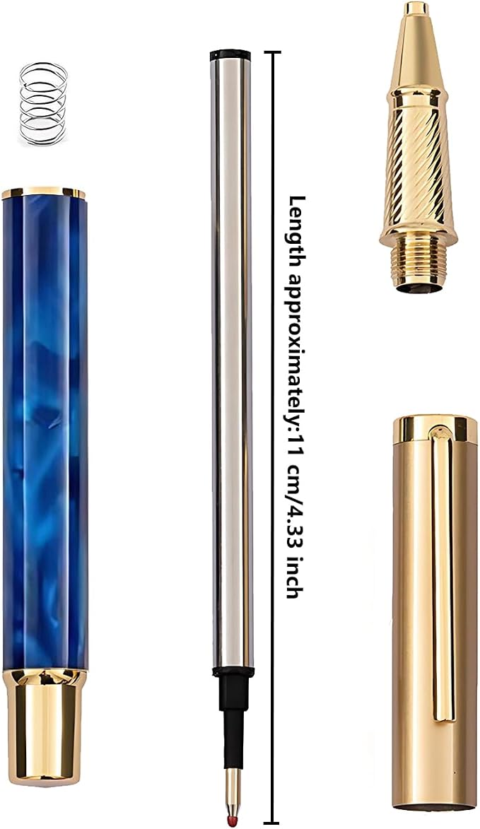 Luxury Rollerball Pen with Gold Trim, Elegant Resin Writing Instrument, Fine Point Black Ink Refill, Business Signature Pen with Metal Gift Box for Executive, Men, Women (Glacier Blue)
