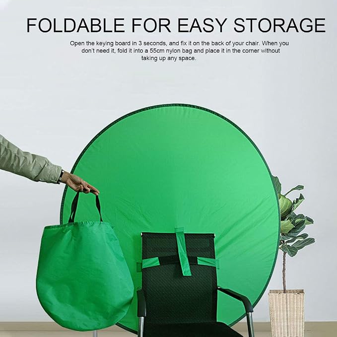 1 PC Green Screen Background, Nylon Background Screen Portable Foldable Backdrop for Live Streaming, Chair Photo Studio Solid (Green, 75cm,only Screen,NO Stand)
