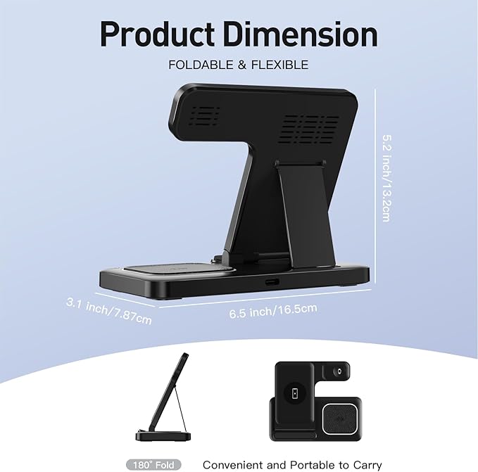 2026 Traveling Portable Wireless Fast Charger for Apple & Android Charging Station 3 in 1 Charging for iPhone17 16 15 14 13 12 11,Apple Watch & Air pods 4 3 2 Pro,Samsung Galaxy-Gifts for Family