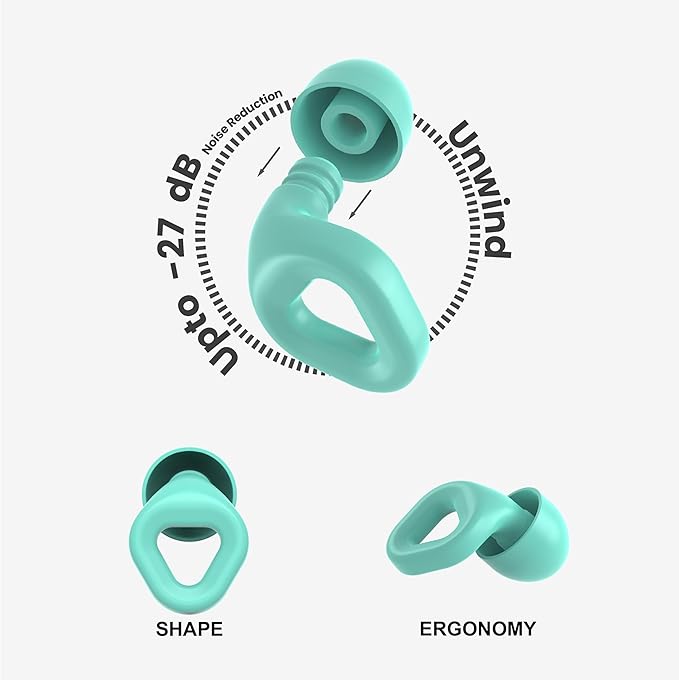 Zenz Unwind Silicone Ear Plugs for Sleep & Noise Reduction – Reusable 27 dB Earplugs with 8 Tips (XS‑L) & Carry Case – Comfortable for Sleeping, Study, Work & Travel - Mossy Mint