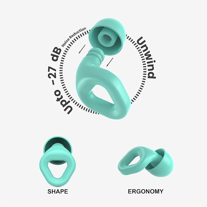 Zenz Unwind Silicone Ear Plugs for Sleep & Noise Reduction – Reusable 27 dB Earplugs with 8 Tips (XS‑L) & Carry Case – Comfortable for Sleeping, Study, Work & Travel - Mossy Mint