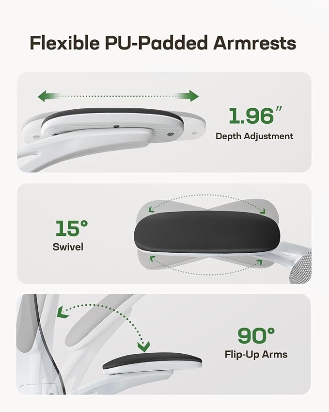 Marsail Ergonomic Office Chair with 3D Armrests, Pack of 2 | Office Desk Chair with High Back Mesh, Adjustable Lumbar Support, Rolling Work Swivel Task Chairs with Wheel, Headrest, home