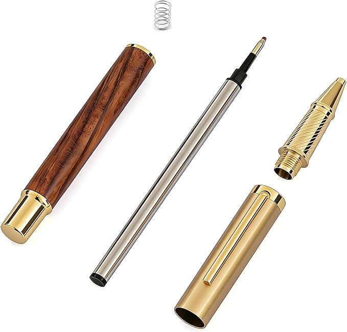 Luxury Rollerball Pen, Natural Rosewood & Metal Executive Writing Pen, Fine Point Smooth Ink, Professional Business Signature Pen Gift Set with Metal Case for Men Women