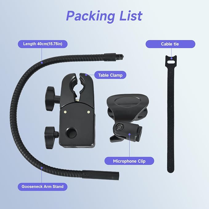 2 in 1 Quick-Release Microphone Holder, Gooseneck Microphone Stand Holder Compatible with Shure/Fifine / AT2020 / Pyle/Blue Snowball/Razer for Lectern Meetings Lectures Pulpit Streaming Gaming Studio