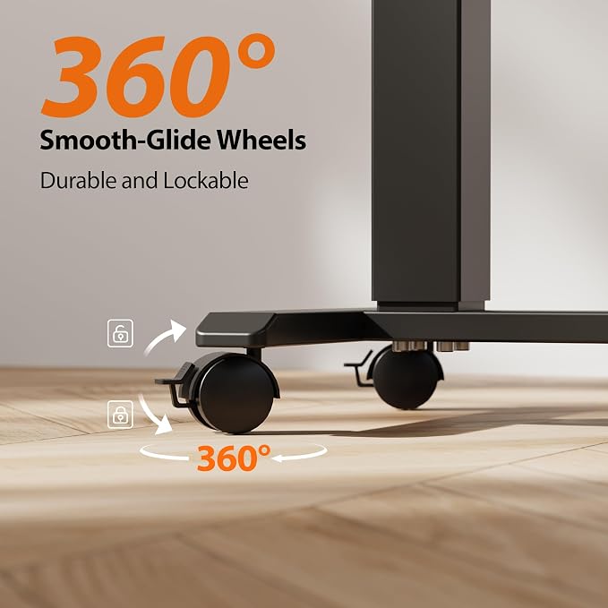 Agilestic Electric Standing Desk, 26 x 16 Inches Height Adjustable Desk, Sit Stand up for Work Office Home, Ergonomic Rising Computer Table with with Wheels, Rustic Brown