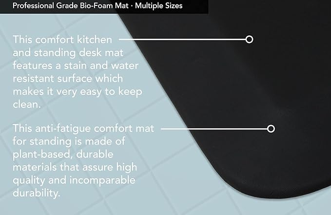 NewLife by GelPro Professional Grade Anti-Fatigue Kitchen & Office Comfort Bio-Foam Mat with Non-Slip Bottom for Health & Wellness, 20x32, Midnight