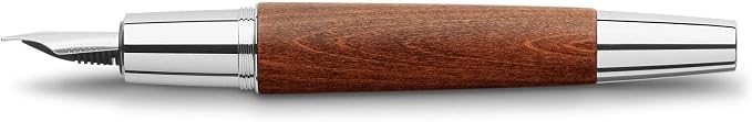 Faber-Castell e-motion Fountain Pen, Wood and Chrome Brown - Extra Fine
