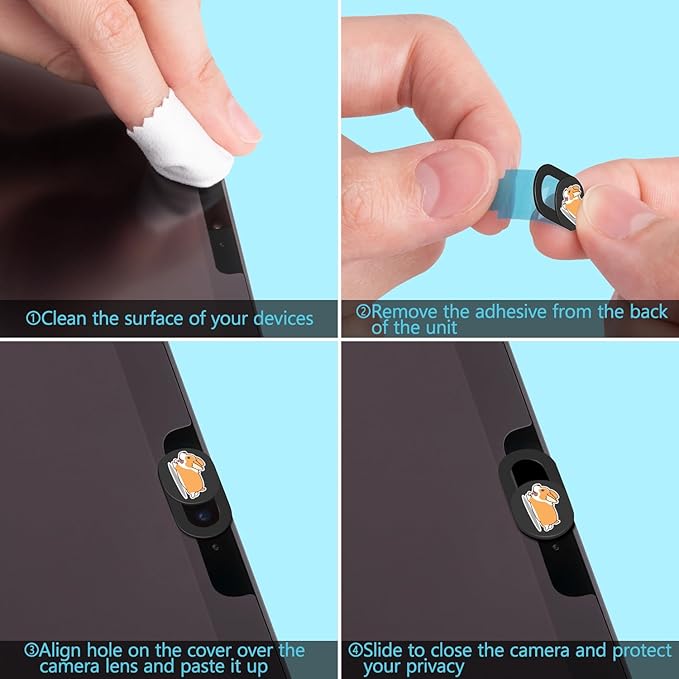 Laptop Camera Cover, Webcam Cover, Compact Leisure Panda Camera Blocker for Laptop, Office Computer Accessories for iPhone, iPad, Mac, Desktop, Tablet, Chromebook, PC, Protect Personal Privacy
