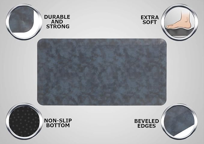 Mabel Home Anti Fatigue Floor Mat- 3 Size(20x32 & 20x39 & 24x70),16 Colors - Standing Desk Mat-Kitchen Floor Mat-Stain ResistantHome Non-Slip Bottom, Extra Soft (Blue, 20" x 39")