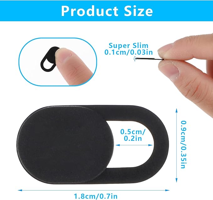 Amabro 8PCS Webcam Cover Slide, Thin Phone Camera Cover Laptop Computer Camera Cover Slide Blocker Slider Lens Cover Protector Protect Privacy Security Fits Desktop PC Tablet Pad(Black)