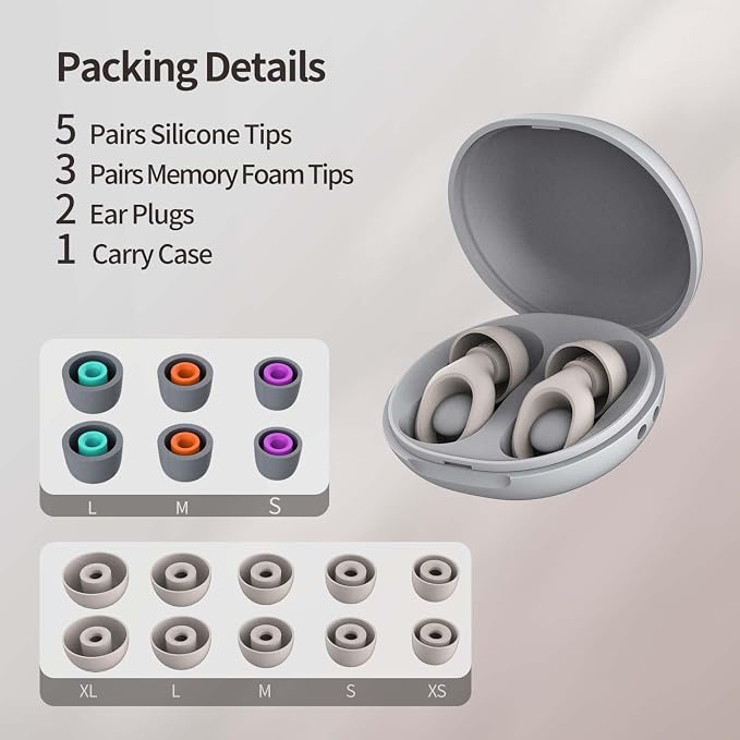 Ear Plugs for Sleeping, 25-29dB Soft Silicone Ear Plugs for Side Sleepers | Moldable Sleeper Friendly Design, Reusable Comfortable Earplugs for Snoring, Travel, Study, Focus, Airplane, Festivals