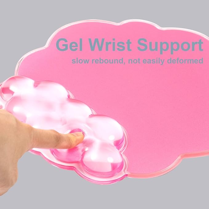 Pink Cloud Gel Wrist Rest for Keyboard and Mouse, Ergonomic Mouse Pad with Wrist Support Non-Slip Base for Typing Pain Relief/Computer/Laptop/Gaming/Home/Office (Cloud Shape, Pink)