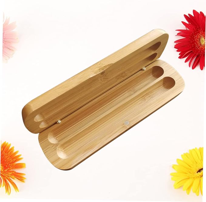 Pen Box with Two Pen Slots Pencil Case Organizer Compact Light Brown Stationery Storage Case with Smooth Closure for Adults