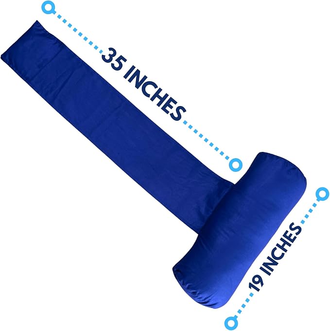 Recliner Pillow for Lumbar, Neck, and Cervical Support, Sleep, Couch, Office Chair, Headrest, Weighted, No Velcro Required, (Navy Blue)