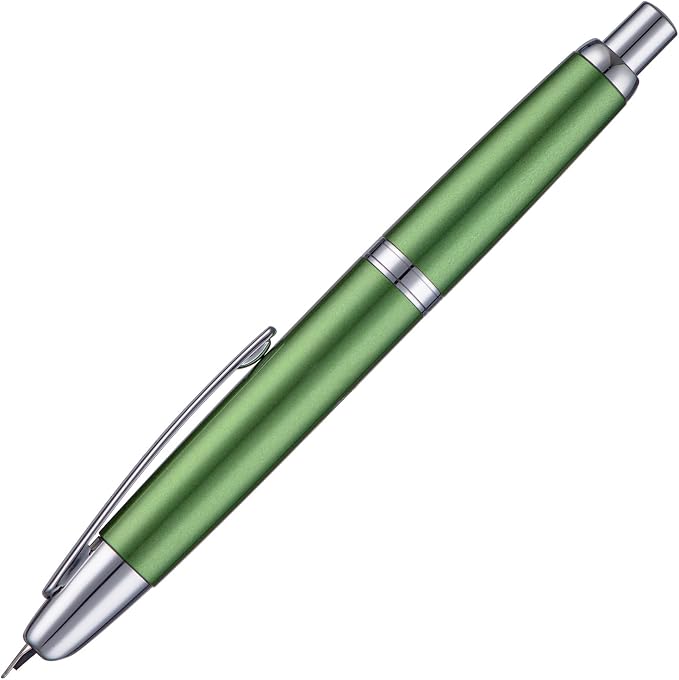 Jinhao 10 Press Fountain Pen with Box, Sea Pine Green Retractable Fine Nib with Converter Set (Silver Clip)