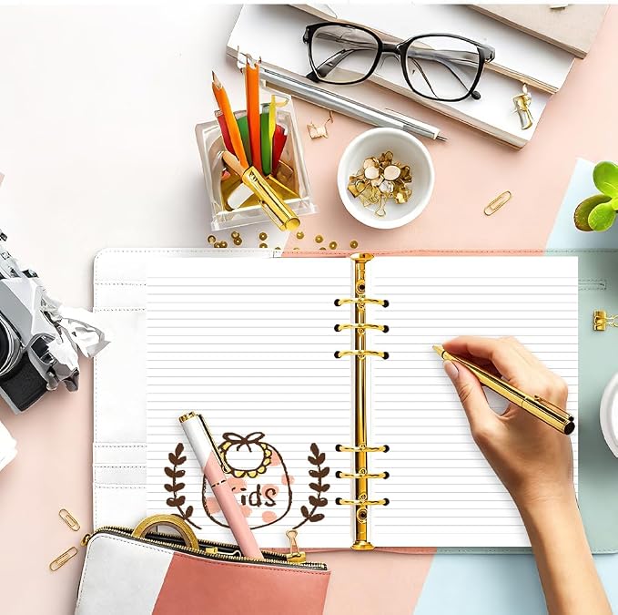 (3 Pack) A5 Lined Paper Refills - 6 Hole Punched, 300 Sheets/600 Pages Ruled Paper, Refills for Filofax Planner/A5 Binders/Organizer, 100gsm, 5.8'' x 8.3''