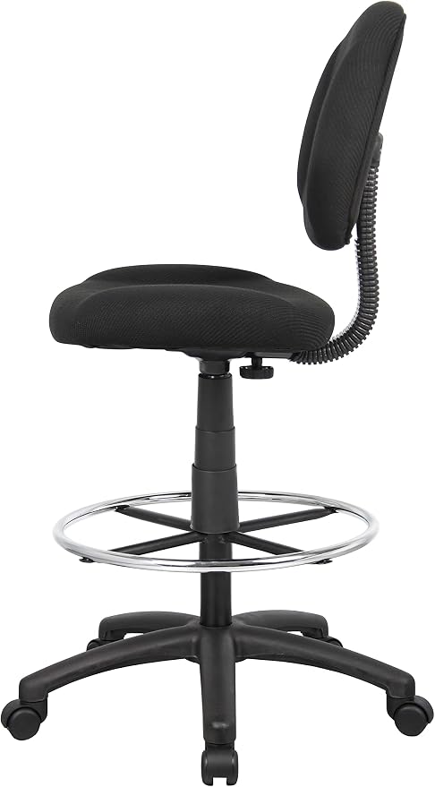 Boss Office Products B1615-BK Ergonomic Works Drafting Chair Without Arms in Black, Mid-Back