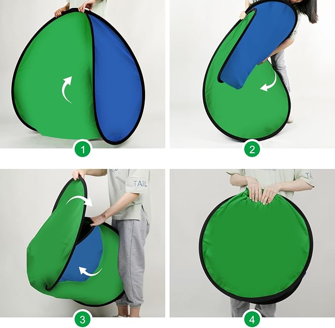 Green Screen Portable,Heorryn 3x5ft Green Blue Screen Chair Backdrop Kit Background Double Sided Pop Up Chroma Key for Photography,Live Streaming Gaming Zoom Video Chats Parties and Meeting