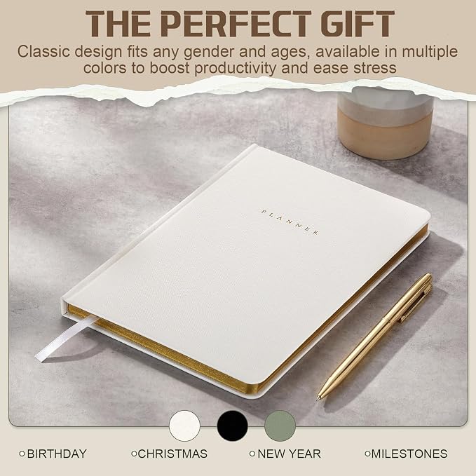 Productivity 3-month Planner Undated Daily Weekly Monthly Planner with Hardcover, Setting Guided Journal for Time Management, Habit Tracking, Self Care & Organization(White)