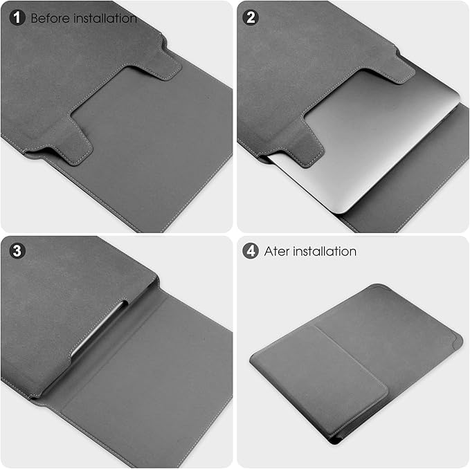 HoYiXi 15 16 Inch Laptop Sleeve Case Leather Bag for MacBook Pro 16 2021 & 2019/ASUS Vivobook 15/Huawei MateBook D15/HP 15.6" PC/MacBook Pro 15/Surface Laptop 3/Dell Inspiron 15/IdeaPad, Gray