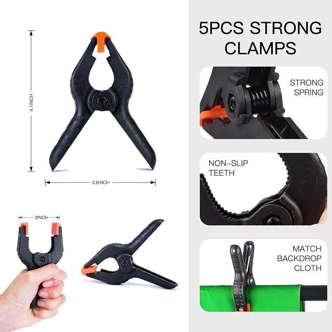 Green Screen Backdrop with Stand Kit, BEIYANG 6.5 X 5 Ft Portable Backdrop Stand Kit with Carrying Bag and 5 Clamps for Streaming, Video conferences and interviews