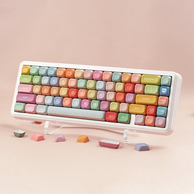 dagaladoo Cute Candy PBT Keycaps, Gunmy Bear MOA Keycaps Dye-Sublimation,Colorful Custom Keyboard Key caps Set for 100% 75% 65% 60% TKL US Layout Mechanical Keyboard