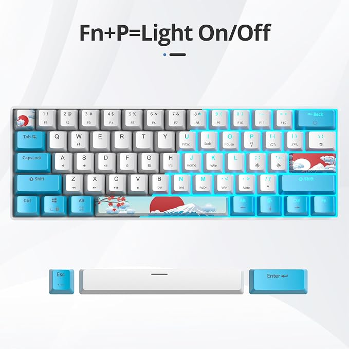 60 Percent Gaming Keyboard 61 Keys Wired Mechanical Keyboard Ultra Compact Key Board Red Switch LED Backlit for Windows Laptop Gamer