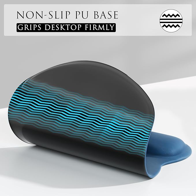 MROCO Ergonomic Mouse Pad with Gel Wrist Rest, Smooth Wrist Support Surface, Non-Slip PU Base for Pain Relief, Comfortable Mousepad for Computer, Laptop, Office & Home, 9.4 x 8.1 in, Navy Blue