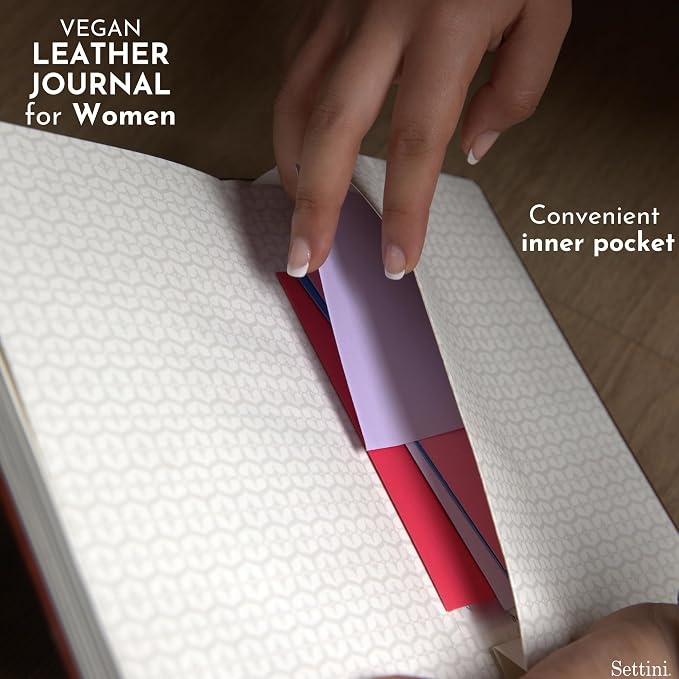 SETTINI® Lined Journal - Heart Journal for Writing Gift Set - Hardcover Vegan Leather, Includes Luxury Pen in a Unique Pen Holder, 192 Pages, 6 x 8.5 inches - Father Day Gift
